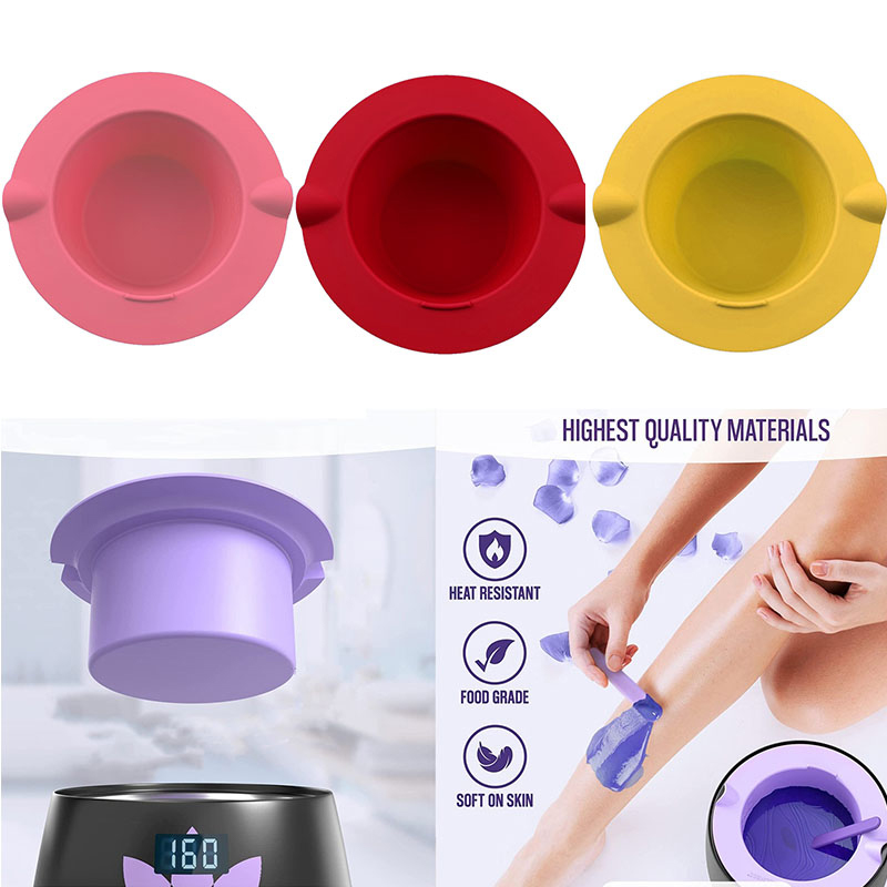 Wax Warmer - 脱毛ワックス交換ボウル、再利用可能な固定ポット、耐熱性、シリコン、増粘