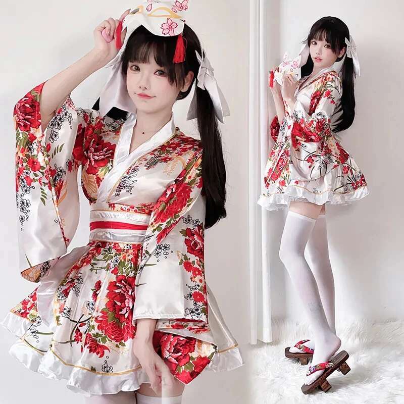 Bathrobe - 日本語修正着物ドレス女性のためのバスローブ夏コスプレ衣装アニメハロウィン衣装セクシーな甘い芸者かわいい女の子