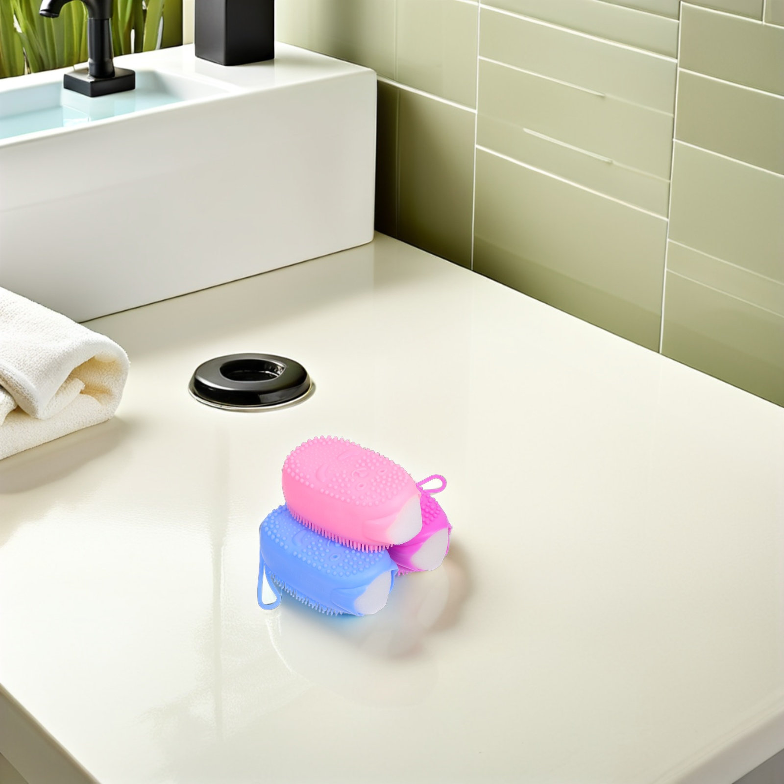 3個入り、角質除去用スポンジ、ボディスクラバー、シリコン製バ - Body Brush のレビューと価格